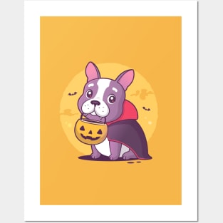 Frenchie Halloween Vampire Posters and Art